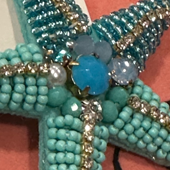 Blue Starfish Beaded Earrings - Picture 3 of 4